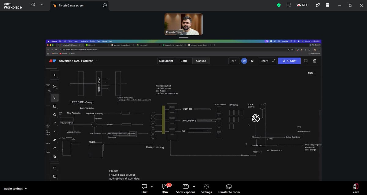 deepakwerma's tweet photo. Advanced RAG day, brain still processing

Query translation, step-back prompting, HyDE, RRF, guardrails fully packed session

next--> building the whole thing from scratch

#chaicode https://t.co/ysU8UAi4XH