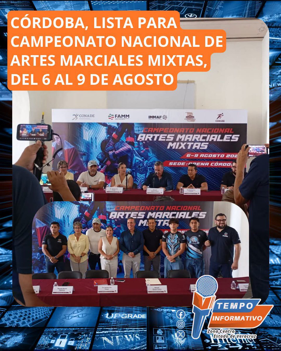 TempoInformativ's tweet photo. 𝗖𝗢́𝗥𝗗𝗢𝗕𝗔, 𝗟𝗜𝗦𝗧𝗔 𝗣𝗔𝗥𝗔 𝗖𝗔𝗠𝗣𝗘𝗢𝗡𝗔𝗧𝗢 𝗡𝗔𝗖𝗜𝗢𝗡𝗔𝗟 𝗗𝗘 𝗔𝗥𝗧𝗘𝗦 𝗠𝗔𝗥𝗖𝗜𝗔𝗟𝗘𝗦 𝗠𝗜𝗫𝗧𝗔𝗦, 𝗗𝗘𝗟 𝟲 𝗔𝗟 𝟵 𝗗𝗘 𝗔𝗚𝗢𝗦𝗧𝗢

https://t.co/3oo9BtYPdm

#TempoInformativo #InfoEmergencias #Noticias #Información #CórdobaVer #Veracruz #México https://t.co/Xol0yZ2XCi