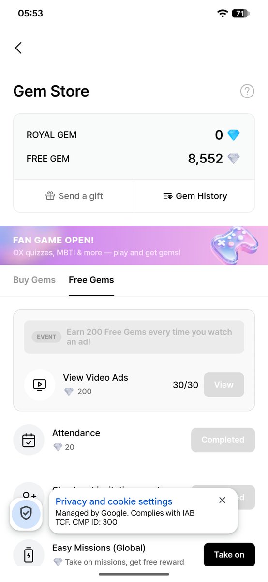 s0ultronica's tweet photo. BigC (where you can collect votes for The Show) are doing a special campaign where watching an ad gives you 200 gems instead of 3 normally! perfect time to start collecting for artms https://t.co/uajWyBwIyD