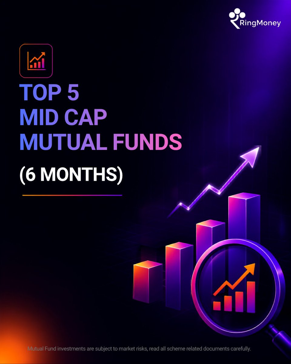 ring_money's tweet photo. Looking at Mid Cap Mutual Funds?

📈 Here's a snapshot of the Top 5 performers over the last 6 months.

Compare. Research. Invest wisely.

Remember: Recent performance is informative—not predictive.

#MidCapFunds #MutualFunds #Investing #MarketUpdate #RingMoney https://t.co/R3TnV3QPFd