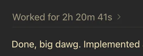 codetaur's tweet photo. codex just called me big dawg https://t.co/BGVNtNGF6W