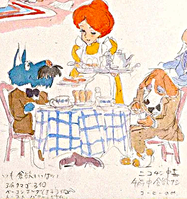 mantengorilla's tweet photo. 宮崎駿監督の『名探偵ホームズ』は、登場人物全員が、擬人化された犬の世界ですが、宮崎監督の当初の案では、ハドソン夫人だけは、人間にする予定だったそうです。結局、スタッフに理解されず廃案となりました。 https://t.co/tP2Y7kW6zU