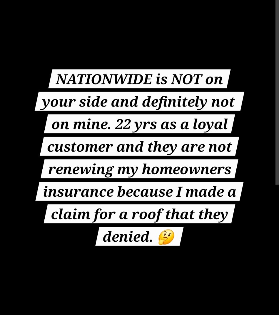 PickardAngela's tweet photo. Daily reminder of my experience with #NationwideInsurance and I am a recent retired teacher. They were not on my side. I never missed a payment for 22 years and this is my thanks from them. #homeownerinsurance #scam https://t.co/Ve3XFIpRTw