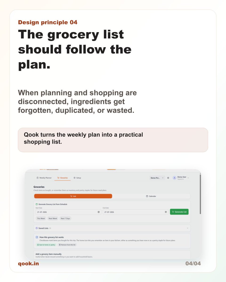Adewalwar's tweet photo. Seasonal produce is the cheapest produce.

Qook builds your week around what’s in season in YOUR city, scales quantities so you buy exactly enough, and hands you the consolidated grocery list.

Free tier is real: https://t.co/3s0OHXpX1B https://t.co/oGJEqfl2RB