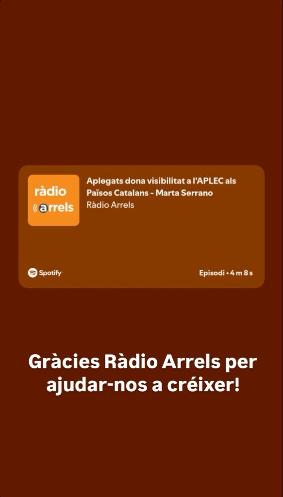 Aplegats's tweet photo. 👏🏻😊 Gràcies @RadioArrels per ajudar-nos a créixer! https://t.co/ZjFRLh153q