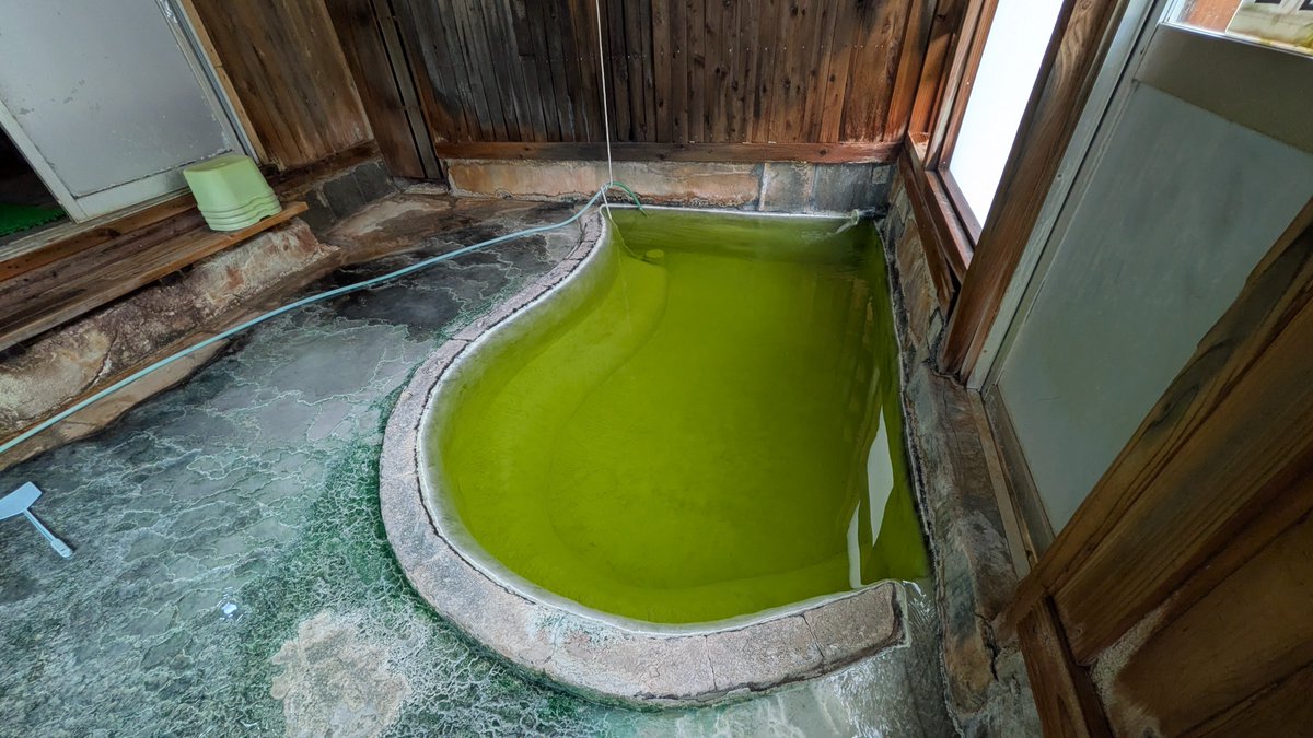 ringotarouspa's tweet photo. 人生初国見温泉！！！
ほんとにバスクリン入れたようなクリアな緑色だった！
(日帰り旅行です) https://t.co/GG4hw2NkXK