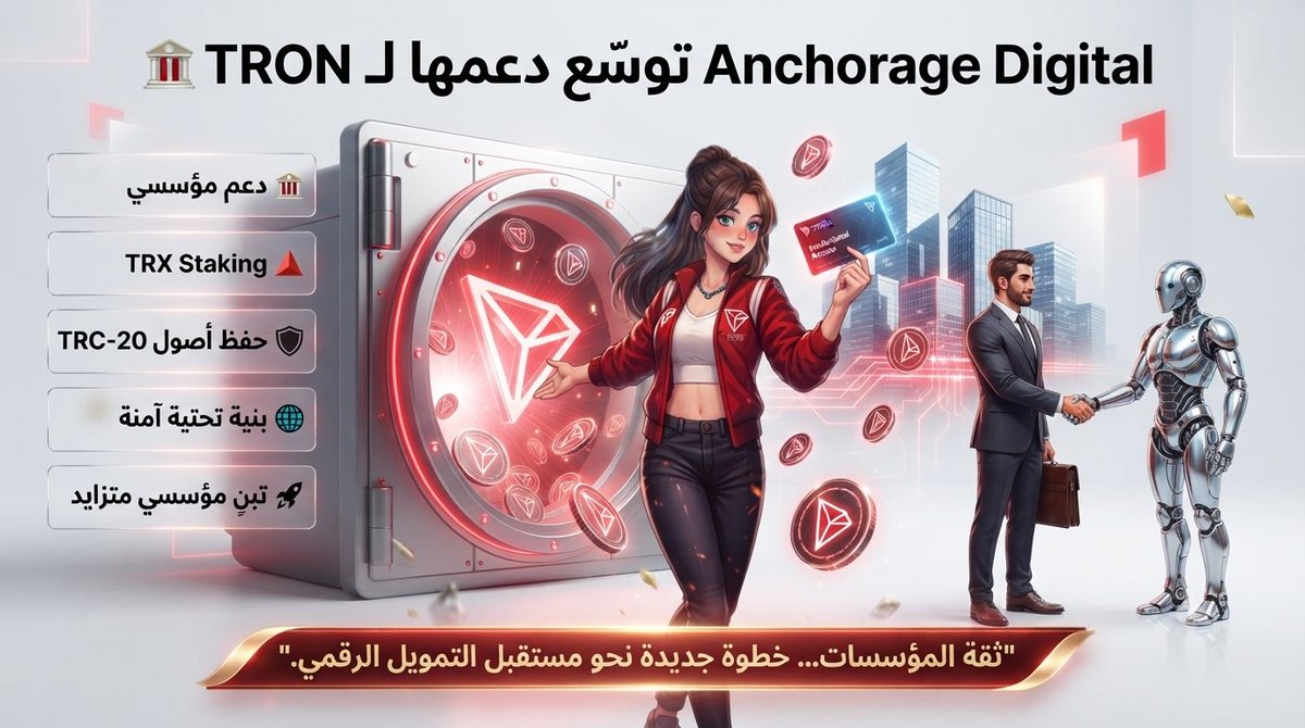 to_l_y's tweet photo. 🏦🔥 خطوة جديدة بتأكد إن #TRON بقت الاختيار الحقيقي للمؤسسات.

Anchorage Digital وسّعت دعمها لشبكة TRON، وبقى متاح للمؤسسات تخزين أصول TRC-20 بشكل آمن، وكمان عمل Staking لعملة TRX بكل سهولة.

كل شراكة مؤسسية جديدة معناها ثقة أكبر، واعتماد أوسع، ومستقبل أقوى لـ TRON في عالم المدفوعات والأصول الرقمية. 🚀🌍

واضح إن TRON مش بس بتكبر... دي بترسخ مكانتها يوم بعد يوم. ❤️🔺

#TRON #TRX #Staking #Blockchain
#TRON
#TGF
#TRONGlobalFriends
@trondao