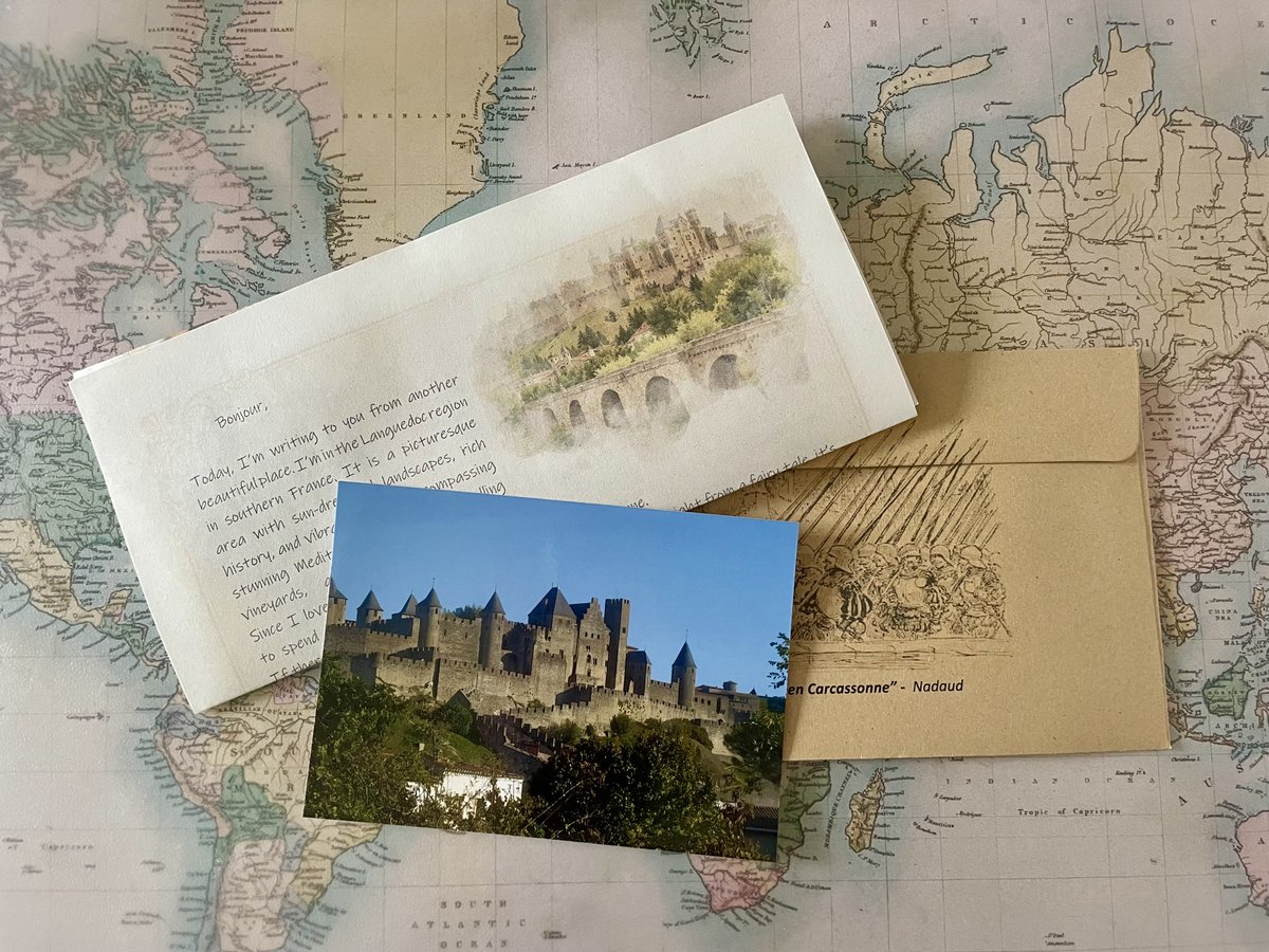 VL99049361's tweet photo. 🏰 This letter explores the history of Carcassonne, France. Walk through the cobblestone streets and visit the church inside its walls.  ✨

#lovehistory #lovemail #lettersubscription #discovertheworld #letters #post #mail #postbox #mailbox #sendmoremail #readmore #beadventurous https://t.co/NXQ3HmF6Fb