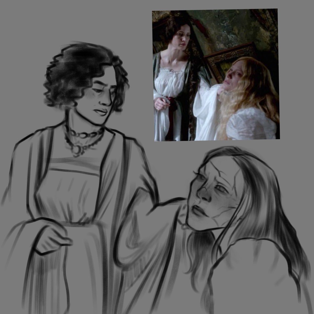 pangkhara's tweet photo. okay, the sketch is done, thanks for the meal! #frankentwt #frankenstein  some toxic yuri for everyone. https://t.co/FRa6akiAnE