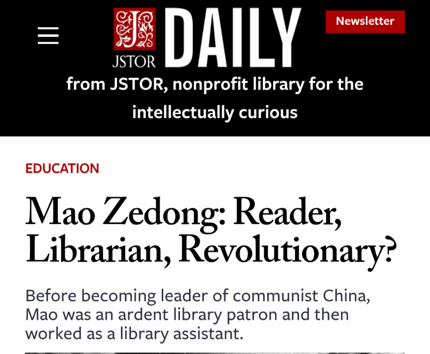 austercornflake's tweet photo. Needless to say Mao was also a library assistant (didn't have the makings of a full librarian) https://t.co/PHO41x4vOl