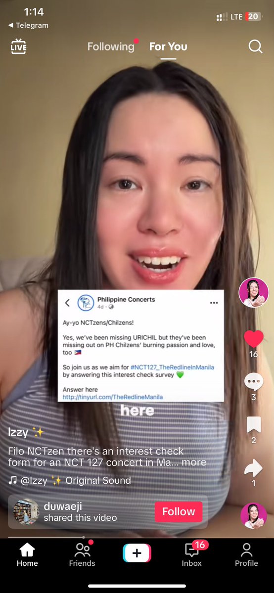 suhbtly's tweet photo. calling filozens with tiktok!!! 📢📢

izzy matias posted a video about the redline in manila interest check!! filozens please interact with izzy’s post on tiktok to boost 🩷🩷🩷

#BringNCT127ToManila 

https://t.co/a2cod8qKd0 https://t.co/Ccx2J5vgRX