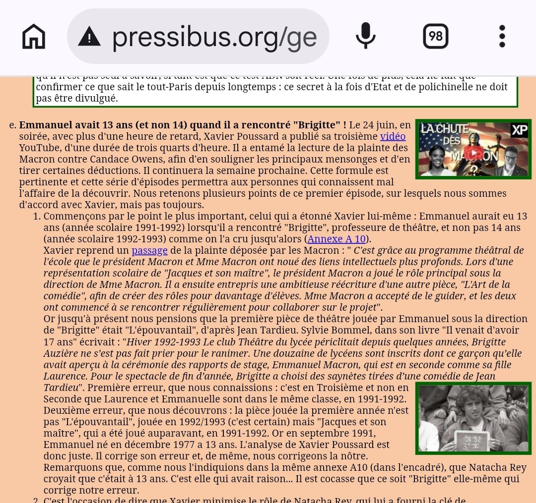 VivianeLamarle1's tweet photo. Le détournement de mineur par personne dépositaire de l'autorité ( relation amoureuse entamée avant les 18 ans révolus de l'enfant , ce qui est le cas du couple Macron ( la plainte dans le #Delaware telle qu'analysee par @XavierPoussard et reprise par #Pressibus fait état de leur rencontre quand il avait 13 ans voir saisie écran ci dessous ) DOIT faire partie de ces crimes contre l'humanite de l'enfance de nature imprescriptible.