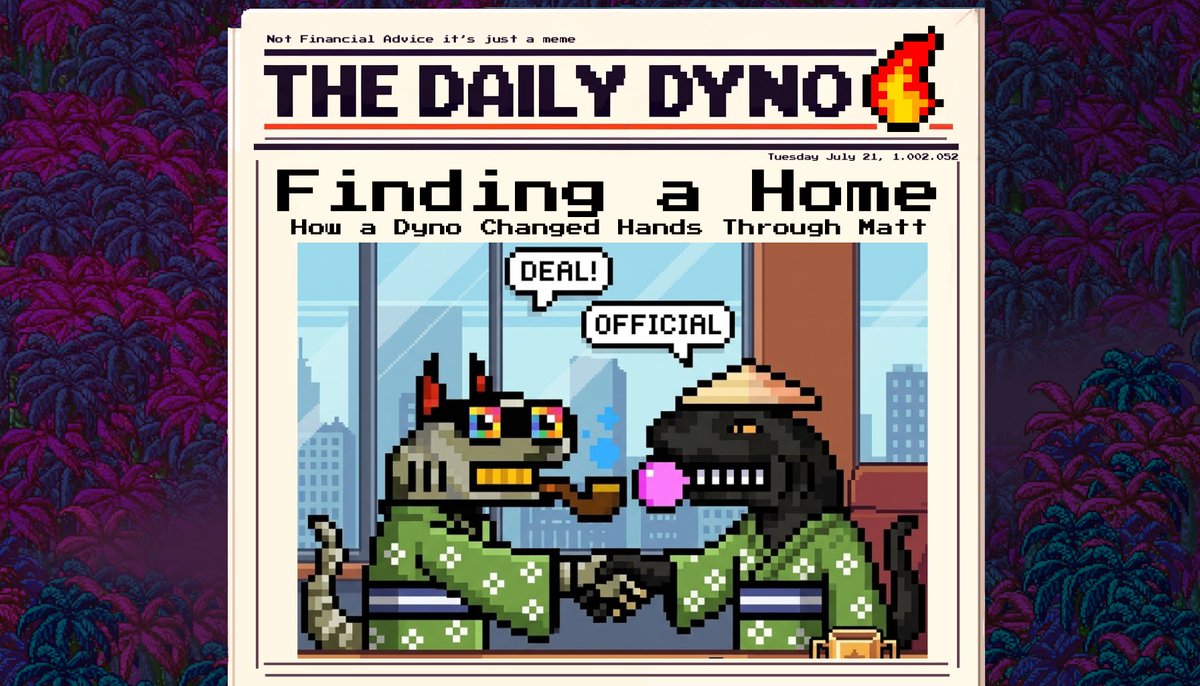 TheDailyDyno's tweet photo. Every Dyno has a story.

And sometimes that story truly begins after someone gave up on crypto forever.

When I sat down with tbh123 to ask him about his recent Dyno acquisition, I heard instead, a story about failure, success, and at the heart of it all, community that helped to rebuilt trust.

It all started with a painful first experience with crypto.

“1k down the drain to Safemoon. I thought it was going sky high. Went to bed, woke up with $120 bucks.”

For many people, that would have been enough to leave it all behind.

Then came another setback.

“I tried dabbling in XToken after that. Then they got hacked. I took that as a sign that I needed to walk away. I never planned on coming back.”

Done with crypto.

Or so he thought.

⸻

Finding Craft World

He simply downloaded Craft World in the AppStore because it looked like a fun mobile game. 

“On the store it wasn’t advertised as a crypto game… The first 30-ish levels I played as a web2 game.”

Only later did he begin wondering how the blockchain pieces actually worked.

“I remember thinking to myself… ‘I wonder how that worked? Masterpieces?’”

Curiosity took over.

Like many players…

He had absolutely no idea what he had just happened upon. 

The incentive to get 50 RawrCrystals in-game by joining the discord may have changed everything. 

The Difference Was the Community

Joining Discord didn’t instantly make him an active member.

Like most newcomers…

He lurked.

“I didn’t know any of these people.”

But something felt different.

“You could feel the connections between everyone. The true feeling of wanting to help. It was weird, but in a warming way.”

One simple question changed everything.

He asked how to unlock ceramics.

“That one interaction opened the door to crypto again. But with guidance and advice from people who truly cared.”

Instead of hype…

He found mentors.

Instead of pressure…

He found people willing to help.

The longer he stayed, the more he wanted to give back.

“I started building relations with the community. Started to gain the ability to help like how I was helped in the beginning.”

Those experiences changed how he viewed the entire ecosystem.

Crypto had gone from something that takes money from people…

…to something built around people.

Eventually another community member asked him a simple question.

“Have you heard about the MATT token?”

He decided to support. 

Not because he expected life-changing gains.

Because he believed in the people behind it.

“Gotta support my guy, you know? None of us knew where this was gonna go. I treated it as a new learning opportunity about the early days of a token.”

Then something happened

“It grew.”

Along the way to turning the Matt into a Dyno

there were blackjack wins…

Lucky coin flips…

Early airdrops…

Good timing…

And careful decisions.

Those profits became something tangible.

Dyno #624.

“With that, I was able to skim enough off the top of my bag to buy #624.”

In total, he purchased the Dyno for approx 82 million MATT.

Perhaps the most striking part of his story wasn’t the financial outcome.

It was what acquiring that Dyno came to represent.

After beginning with a devastating loss…

Walking away from crypto…

Finding Craft World by accident…

Meeting the Dyno community that genuinely wanted to help…

As he reflected on how far things had come, he said:

“What started out as a shot into the dark has now put me in a position to one day, quite possibly, put a bid on one of the 1/1 Dynos.”

And then the line that perfectly sums up his story:

“I couldn’t have done it without ADL, and the man himself, Matt.”

Not every crypto story begins with success.

Some begin with loss.

Some begin with distrust.

And sometimes the thing that brings someone back isn’t a token…

It’s the people holding it.

That may be the most valuable thing tbh123 found on his journey—not just MATT, or Dyno #624, but a community worth believing in.