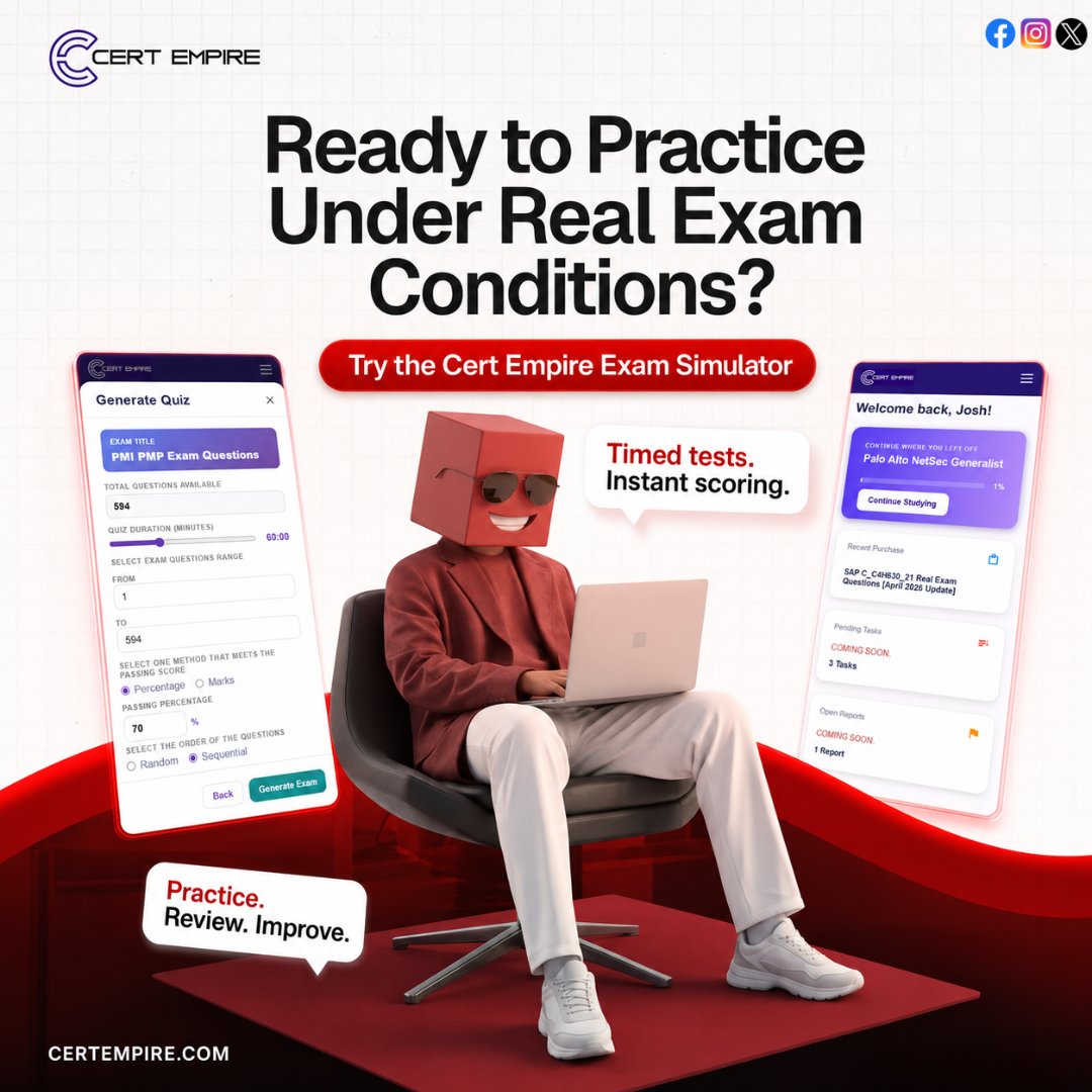 CertEmpire's tweet photo. Most people don't fail exams from lack of knowledge  they fail from lack of real practice under pressure. 😨

#CertEmpire #EpicCertification #HealthIT #exam #dumps #microsoft #AWS #comptia #oracle #CISSP #CCNA #Google📷 #Twitter #Togaf #PMP #FMVACertification #Simulator https://t.co/2ha2quOn6q