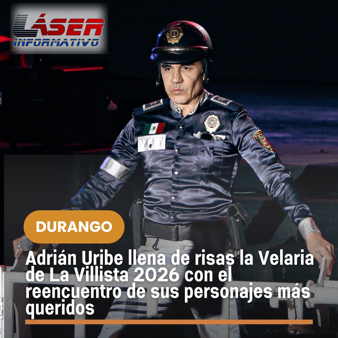 LaloSerranoZ's tweet photo. #LaserInformativo
#Durango|| Adrián Uribe llena de risas la Velaria de #LaVillista2026 con el reencuentro de sus personajes más queridos
La Velaria de La Villista 2026 vivió una noche de comedia con Adrián Uribe, quien presentó su espectáculo Cincuenta y Pico y reunió sobre el escenario a algunos de los personajes que marcaron su trayectoria, desatando risas, aplausos y la participación del público.
Poncho Aurelio, Carmelo, Serapio Treviño de la Garza y El Vítor protagonizaron un espectáculo lleno de humor, ocurrencias e improvisación. Al finalizar, el comediante agradeció el cariño de los duranguenses y celebró su regreso a este escenario después de ocho años.