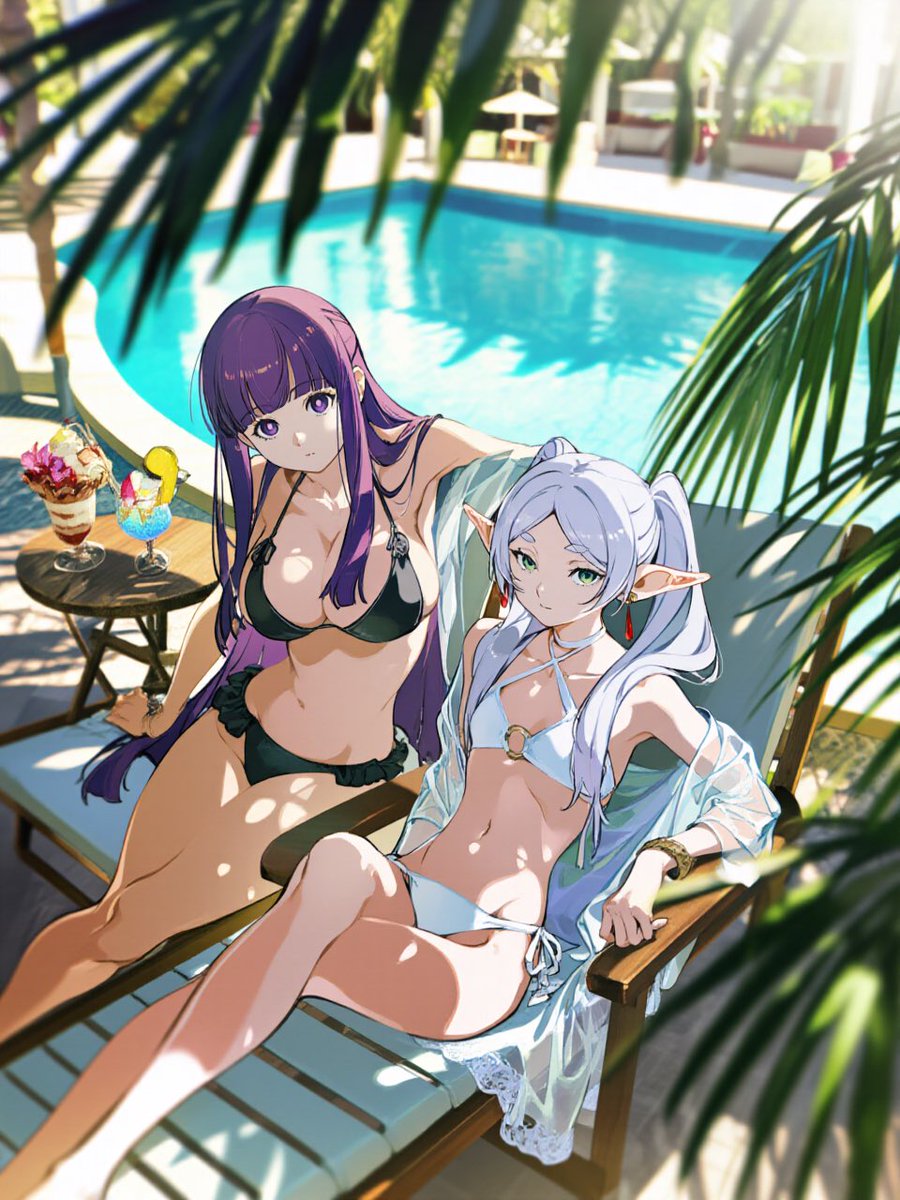shironecoAI's tweet photo. フリーレン×フェルン
海や川じゃなくて、プールも楽しいよね！
#AIart️️️️️️️️️️️️️️️️️️️️️️️️️️️️️️️️️️️️️️️️️️️️️️️️️️️ https://t.co/4VjbaFlmgH