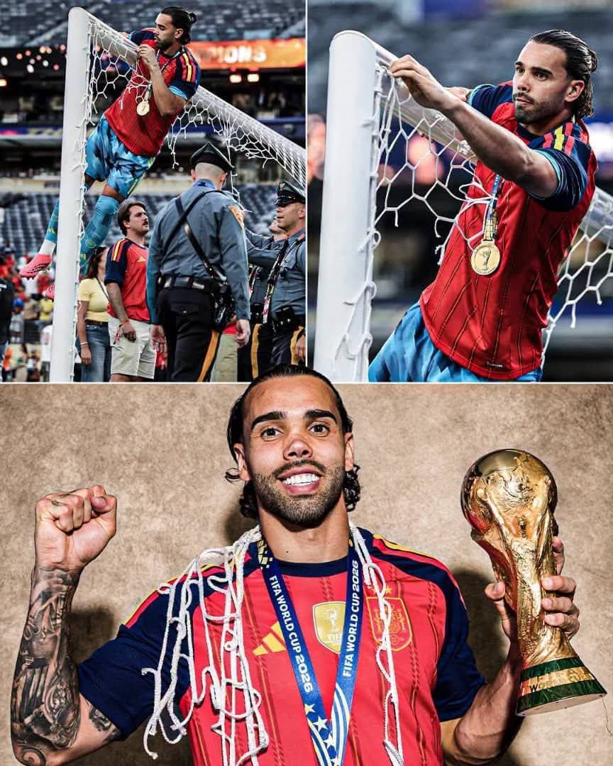 MUtdEcho's tweet photo. David Raya took the goal net as a souvenir from the World Cup final https://t.co/pKfYQOwRiQ