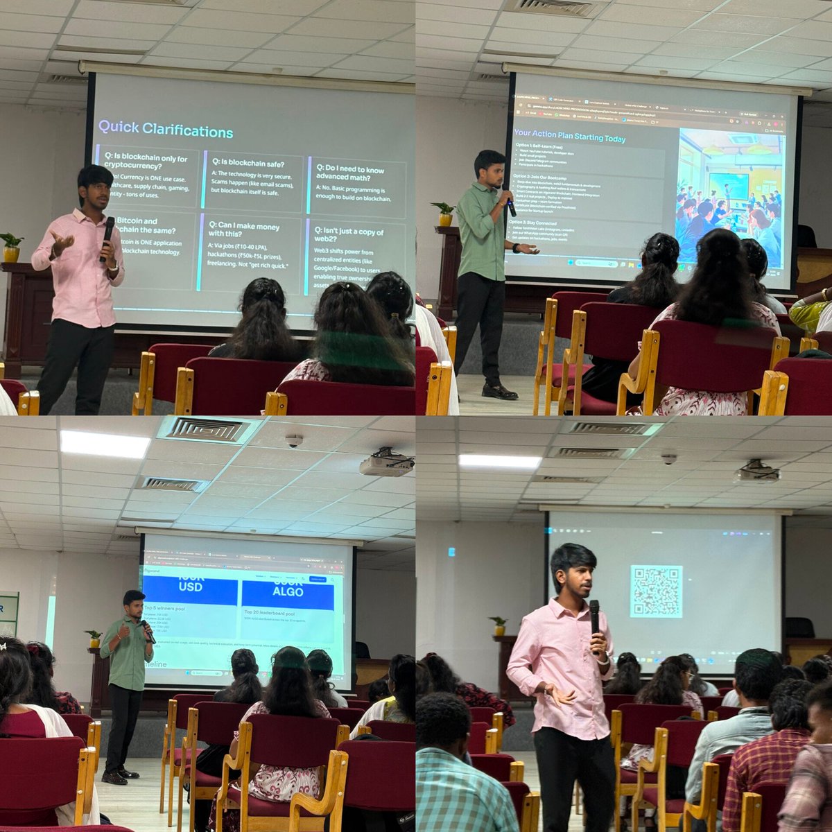 TenXVisionLabs's tweet photo. Blockchain Launchpad @ MVGR College of Engineering ✅

100+ students. Live crypto wallets. Real Web3 career paths. A live look at the $100K+ Algorand X402 Challenge.

Thank you Leela Prasad sir &amp; @mvgrcollege for the support. More campuses next 🚀

#Web3 #Algorand #TenXVisionLabs https://t.co/fPT1a5DTO4