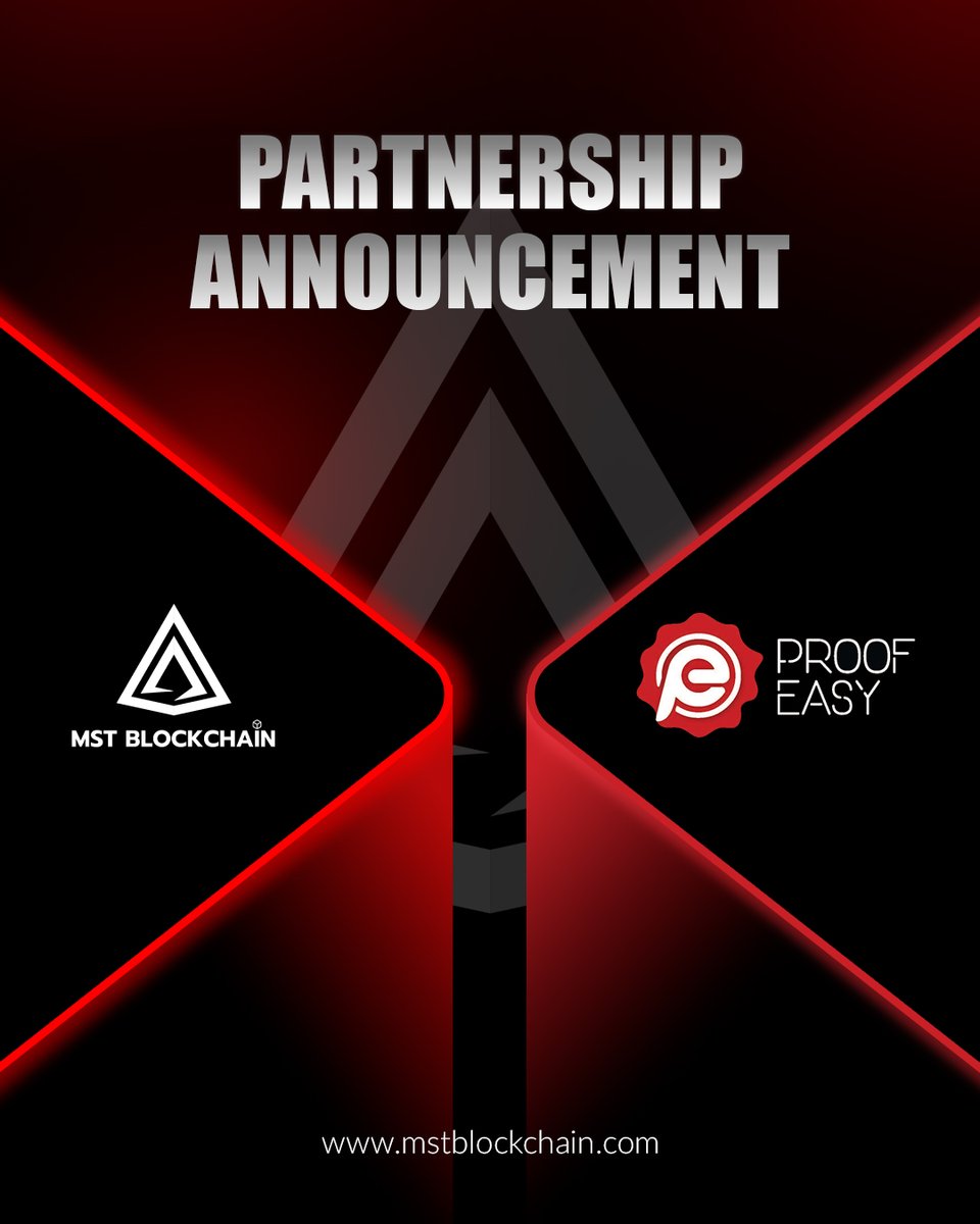 MSTBlockchain's tweet photo. 🤝 Trust, Verified.

We're excited to announce our strategic partnership with @proof_easy!

A powerful partnership begins as MST Blockchain's enterprise-grade blockchain infrastructure meets ProofEasy's blockchain-powered document verification to redefine digital trust with secure, tamper-proof, and instantly verifiable records.

Together, we're empowering businesses and institutions with a smarter, more transparent, and trusted way to secure and verify digital documents.

Here's to building the future of digital trust together.

#MSTBlockchain #ProofEasy #Partnership