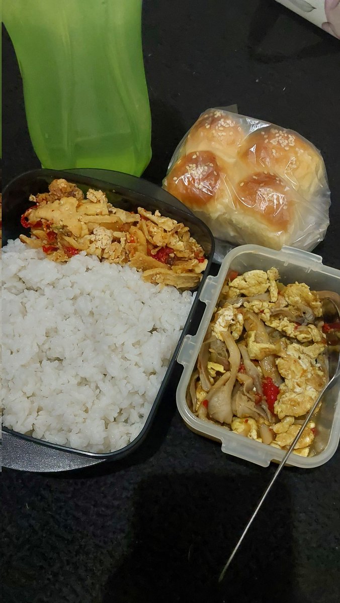 ailuropphillle's tweet photo. Menu bekal buatan ibuk day 12 
Sambal tahu
Tumis jamur tiram dan telur
 Sanacknya roti sobek buatan ibuk sendiri 
The best lah pokoknya ❤️🔥 https://t.co/3vtdGbZ5yo