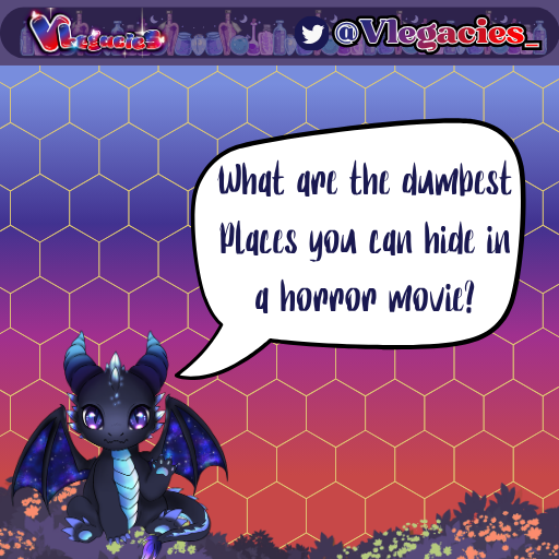 VLegacies_'s tweet photo. I summon the people of the mortal plane! I have a question for you. What are the dumbest Places you can hide in a horror movie?

#VTuber #ENVTuber #VTuberEN #VTuberGroup https://t.co/PP791dO78F