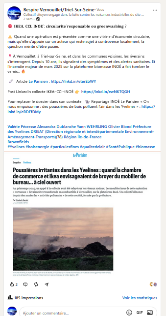 Respire78's tweet photo. 🔴Ikéa, CCI et Inoé #biomasse  (lauréat région @iledefrance )...
@prefet78, après une décennie de pollution, il est temps d'apporter des réponses claires et transparentes sur ce dossier
Linkedin 🔗 https://t.co/FM0EqKVoOQ https://t.co/H6yjFG9juh
