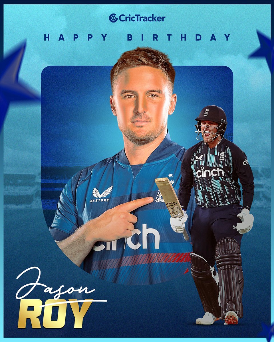 Cricketracker's tweet photo. Power. Precision. Entertainment. 💥
Happy Birthday to England's dynamic opener, Jason Roy!
Wishing you a year filled with good health, happiness, and plenty of big scores. 🎉
#JasonRoy | #EnglandCricket | #HappyBirthday https://t.co/0X9GDe9ZL1