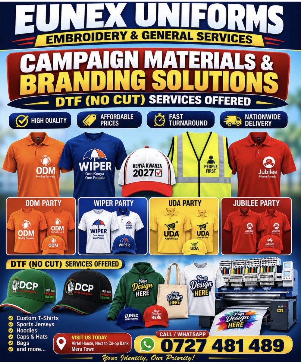 NICHOLASMUTWIRI's tweet photo. For Quality Tshirt and Caps Branding visit us eunex uniforms meru or call us through 0727481489 https://t.co/EDV84bPGIY