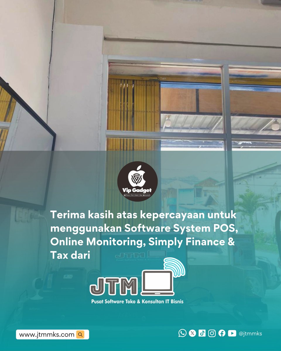 jtmsoftware's tweet photo. JTM SOFTWARE x VIP GADGET

Terima kasih untuk seluruh manajemen VIP GADGET, GROUP. "ACC &amp; SC" yang telah mempercayakan kami. Kepuasan Anda adalah prioritas kami, dan kami berkomitmen untuk memberikan layanan terbaik.

#JTMSoftware #JTMV #JTMD #JTMERP #JTMSH #JayaTeknologiMaju https://t.co/Fo8tYVmjpQ