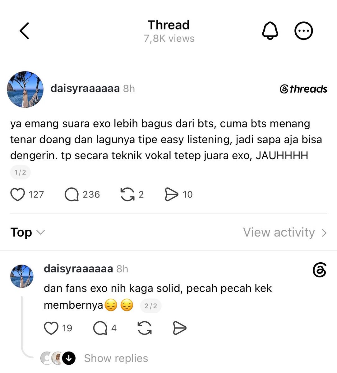rkiveforlive's tweet photo. Bang plis @weareoneEXO tampil dimana aja plis biar fans mu gak ngerecokin bts sama army mulu. Tampil di lomba futsal antar kampung di tempatku mau? Lumayan lah perbandingannya 1 : 1 milyar ama WC. Biar fans mu ada kerjaan gak ganggu bts mulu 😭 https://t.co/cY2RFRDUf6
