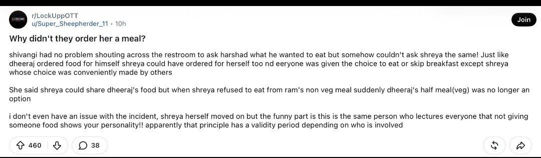 nathiya220597's tweet photo. Shivangi madam has problem only with #Shreyakalraa 
Be it ordering food for her
Be it blaming her for shilpa jokes 
Either she has to sit and decide with the team. She treats shreya as she is someother team. Later cribbing on her https://t.co/fA4sakQcop