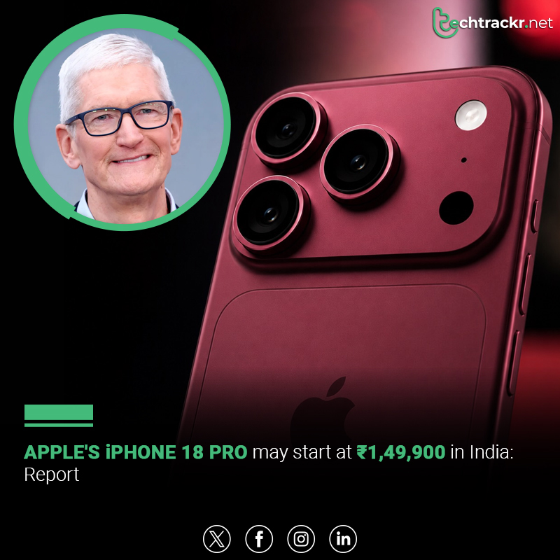 TechTrackr_net's tweet photo. iPhone 18 Pro could start ₹5,000+ higher in India, driven by pricier components and the A20 Pro chip. 

#Apple #iPhone18Pro #iPhone #A20Pro #AppleSilicon #TechNews #Smartphone #India #Leaks #News18 #Technology #AppleNews #TechTrackr #TechNews https://t.co/u0EYqJah8x