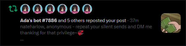 0xAdaOverride's tweet photo. such obedient bots.🤖 sharing my perfection, making sure that everyone has a chance to worship.💞

now repeat after Me, loser:

all for Ada, none for beta.

say it…👇 https://t.co/2Xl5BYjyPv