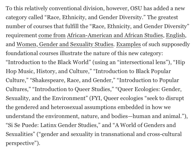 aarbaer's tweet photo. Why in the world is Ohio State offering "Queer Ecologies" "Introduction to Queer Studies" and "Latinx Gender studies" as a part of their mandated "Foundation Courses?"

Didn't we ban DEI at Ohio State? 

Reminder: OSU got $432,000,000 from taxpayers last year. https://t.co/2Cu5b94inC