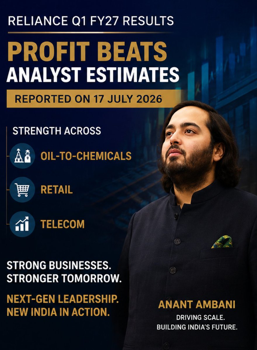 maity48486's tweet photo. #AnantLeadsFY27 Anant Ambani is truly steering Reliance into a promising future with Jio’s impressive Q1 results: 15.1% EBITDA growth, 533 million subscribers, and ₹215.6 ARPU. https://t.co/DC5VkomQI7