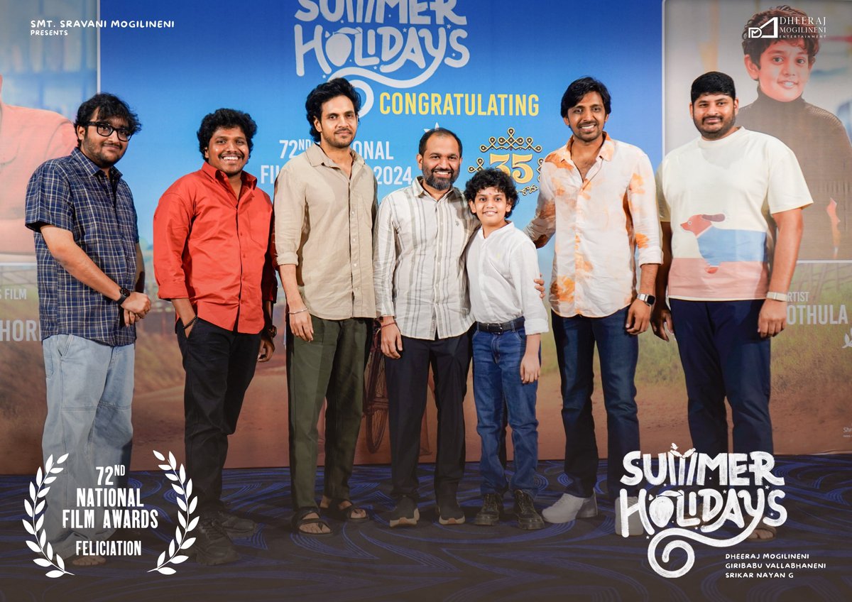 manastarsdotcom's tweet photo. Winning smiles & heartwarming moments ❤️📷✨ Team #SummerHolidays felicitates 72nd National Award Winners #ArunDevPothula & #NandaKishoreEmani with all hearts 📷📷 A Memory To Cherish & Inspire https://t.co/NyaxAo8D6a