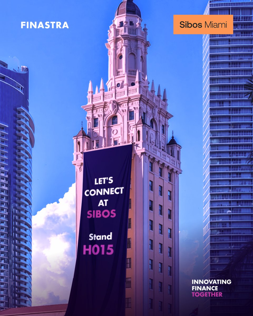 FinastraFS's tweet photo. 🌴 Something big is coming to Miami. Join Finastra at stand H015 at Sibos 2026 and explore how we can innovate finance together.​
​
Book a meeting now 👉https://t.co/JdaLCHYppT https://t.co/2qeJHws3cy