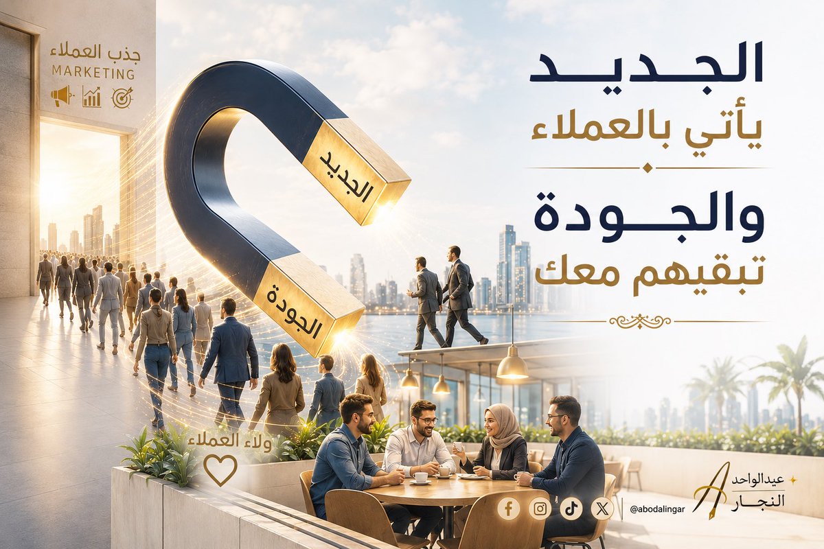 abodalngar's tweet photo. من خلال سنوات عملي في السوق السعودي ومتابعتي لجهات كثيرة نَمَتْ أو تعثرت وصلتُ لخلاصة بأن 
أي مشروع في بداياته وخصوصا إذا كان مصحوب بحملة تسويقية قوية يجذب العملاء وأحيانا بشكل كبير وغير متوقع 
ولكن لاتكاد تمر فترة وربما قصيرة حتى يتعثر أو يفشل أو يصبح عبئا فيحصل عدم تكافؤ العرض والطلب وفائض مخزون أمام ضعف أو عدم انجذاب من العملاء ومصروفات مقابل ضعف إيرادات وهي حالة قد تختلف في نوع النشاط لكنها تلتقي معه في الأسباب والنتائج وأهمها أن البداية لامعة وجاذبة (الغلاف والعنوان ) لكن المحتوى ضعيف وقد يكون سيء والجودة مضروبة في نوعية المنتج أو طريقة التقديم وهذا لايسبب فقط عزوف العملاء بل تسويق عكسي للشركة والمنتج والبراند
ولهذا وصلت لقناعة معينة من خلال هذا بأن 
الجديد يأتي بالعملاء والجودة تبقيهم معك 
#تسويق