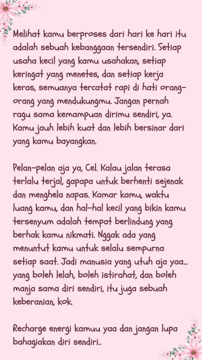 Cherrya3110's tweet photo. #Apre21Oshi untuk @Greesel_JKT48

Cell..
Terima kasih yaa udah selalu jadi sosok yang seru buat diajak ngobrol, bercanda, dan ketawa bareng

Semoga senyum, keisengan, dan semangat kamu bertahan lama ya, karena itu selalu berhasil membuat orang ikut bahagia 💗💗💗

Sehat sehat ya https://t.co/LYMNFtUsQ8