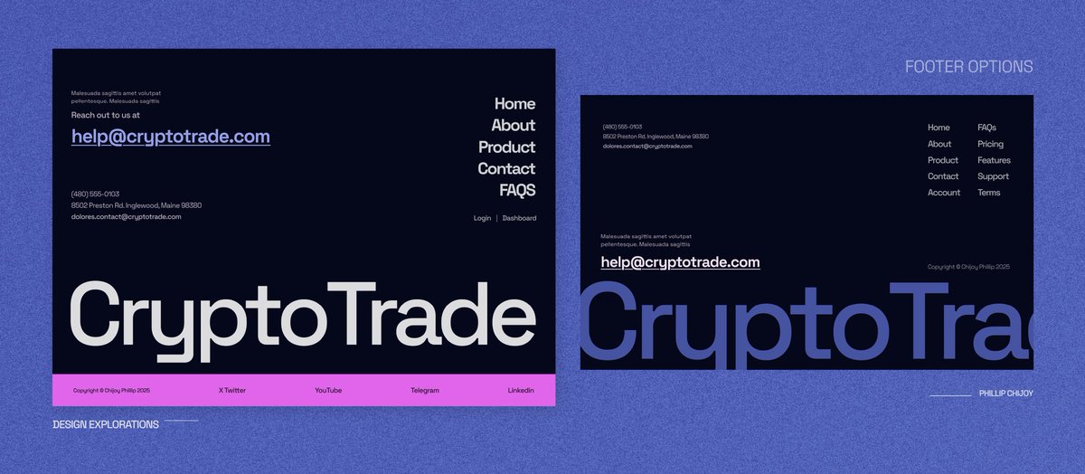 ChijoyPhillip's tweet photo. Your footer is an important part of your landing page and shouldn't be boring...

#landingpage #footer #uxdesign https://t.co/2HOrJqdn2j