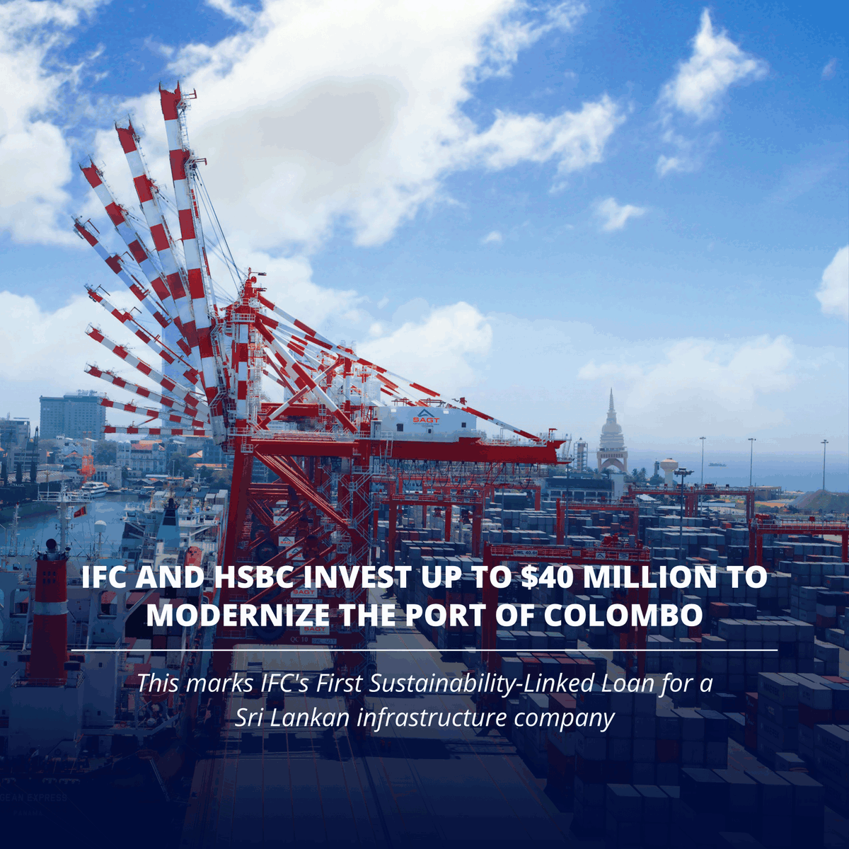IFC_AsiaPacific's tweet photo. ⚓️ A new upgrade for Colombo Port is on the way.

@IFC_org is backing South Asia Gateway Terminal with sustainability-linked financing to upgrade operations, create jobs, cut emissions &amp; boost capacity.
🔗 Read more: https://t.co/gYvSOqRCp4
@HSBC @WorldBankGroup @WorldBankSAsia https://t.co/cpU4zRYdIr