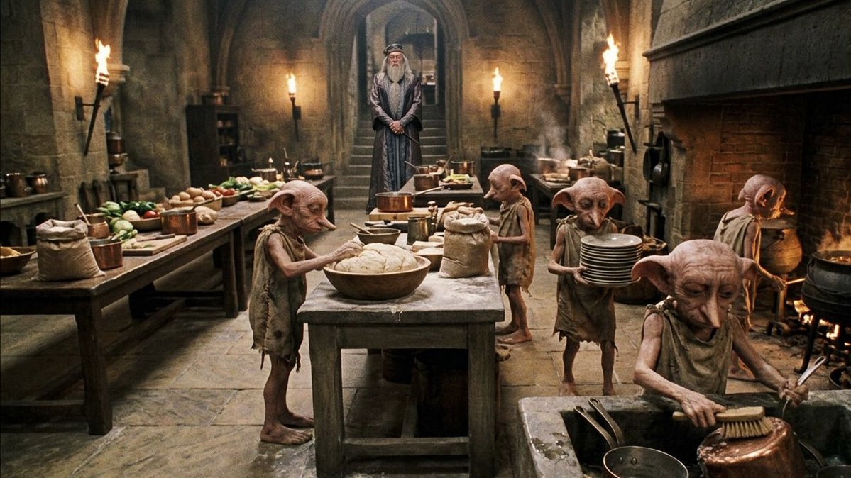 wizardworldtr's tweet photo. Hogwarts’ın en karanlık yönlerinden biri, Ev Cinlerini hiçbir ödeme yapmadan ve hak tanımadan tüm zorlu ortamlarda çalıştırmasıdır. Dumbledore dahil hiçbir müdür bu duruma ses çıkarmamış ve Ev Cinleri ile bu sistem devam etmiştir. https://t.co/4Zm8CseL1k