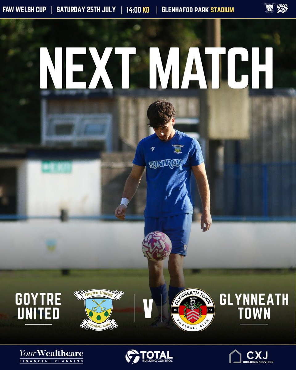GoytreUtd's tweet photo. ⚽️ NEXT MATCH!

The competitive season is BACK! 
We welcome Glynneath Town to Glenhafod Park to kick off the Welsh Cup campaign.

📅 Saturday 25th July
⏰ 2:00pm KO
🏟️ Glenhafod Park, SA13 2YP
💵 £5 adult | £3 Concession | Under 12 - free

#UppaGoyt https://t.co/E0geUHNRBA