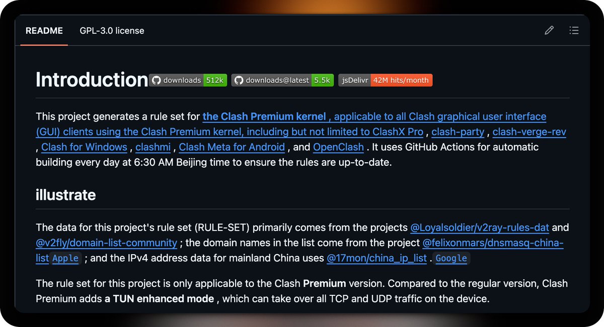 프록시 라우팅을 위해 GitHub Actions를 통해 매일 구축되는 자동화된 Clash Premium 규칙 세트 대표 이미지