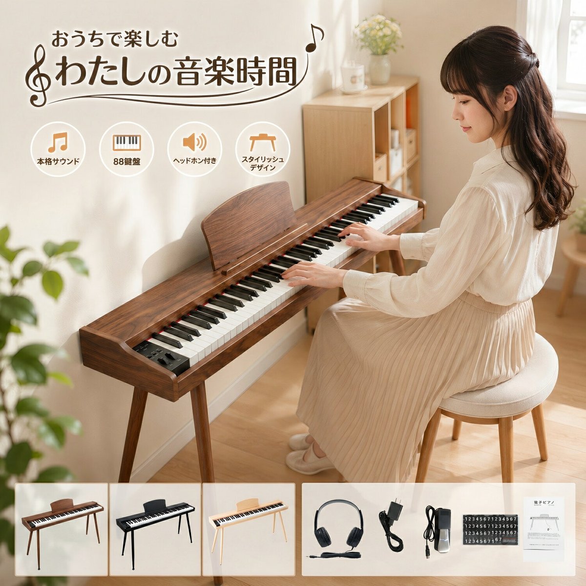 bot273126696's tweet photo. ピアノって実は88鍵盤が標準なんです🎹 この木製スタンド付きの電子ピアノなら、本格的な鍵盤感を感じながら、380種類の音色で演奏が楽しめる。17,380円とお手頃で、楽天ランキング上位の人気商品です。
初心者さんの練習にもぴったり🎵 みんなはどんなジャンルを弾きたい？

<PR> https://t.co/076tpAZz5h