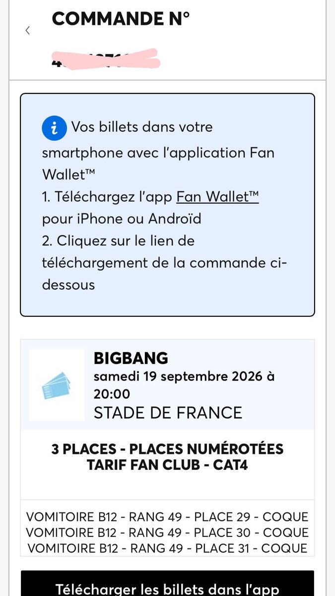 paracosmy's tweet photo. Hello

Je vend 1 place pour BIGBANG le 19 septembre.

Ticket fanwallet ticketmaster sécurisé 
Revend au prix d’achat: 139,50€

Place Cat 4 

MP pour plus d’info https://t.co/A57HrLpWLm