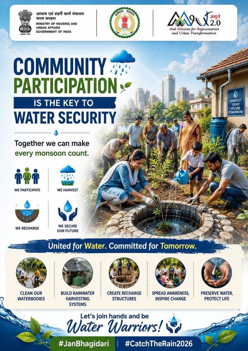 smartraigarh's tweet photo. #CatchTheRain #MoHUA #AMRUT2.0 #RainwaterHarvesting #SaveWater #WaterConservation #JalShakti #UrbanDevelopment #CGUrban #Chhattisgarh #SustainableCities #HarGharJal #JalHaiToKalHai #ClimateAction #MissionLiFE #SmartCities https://t.co/DqbgUsDy5d