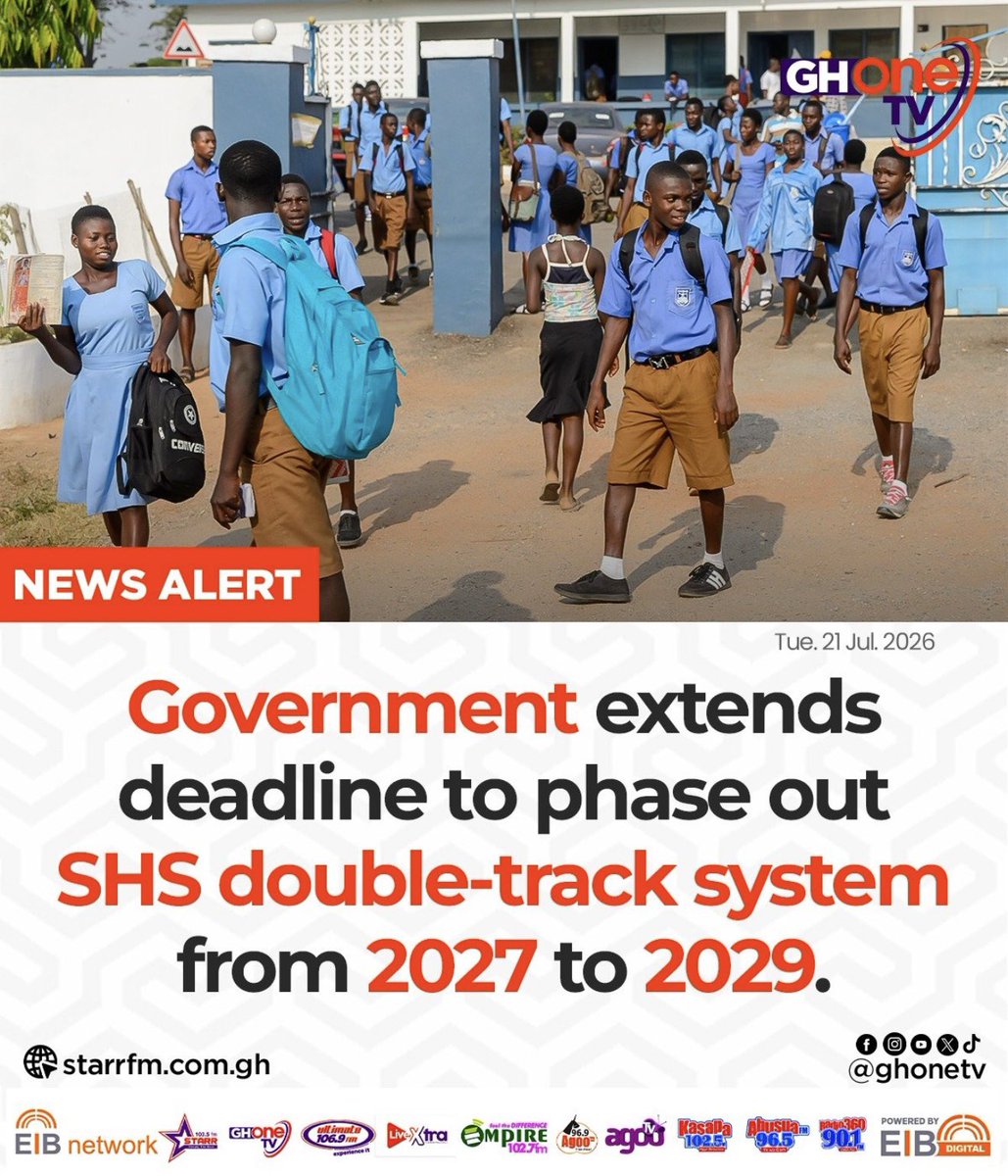 charllycolegh's tweet photo. On 6th January 2026, President Mahama said “this year (2026) and next year (2027) are the implementation year and by the time we finish the implementation, there will be no secondary school implementing double track in this country”. Today, we woke up to this. One man, 2 tongues. You trust this man at your own peril. 🤦‍♀️