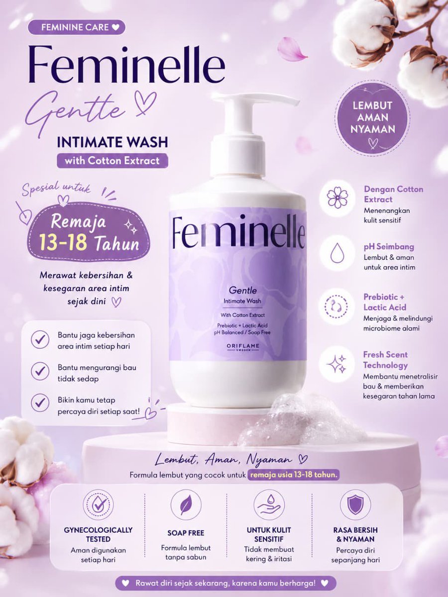 TriUtami29818's tweet photo. Udah masuk pubertas? Saatnya mulai peduli kebersihan area intim. 💜 Feminelle ungu ini khusus untuk remaja 13-18 tahun yg formulanya super lembut dan untuk kulit sensitif.

Jangan tunggu keputihan/gatal/bau tidak sedap,dll. Rawat dari sekarangg🫰🏻 https://t.co/krl6yoevYp