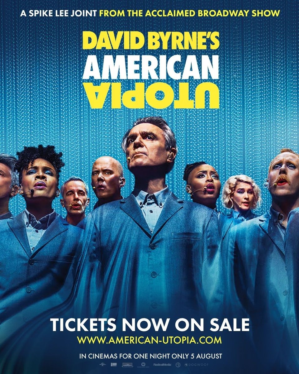 Phoenixcinema's tweet photo. David Byrne meets America’s fractious political moment with the transcendent power of song in this ecstatic documentary of the Broadway adaptation of his acclaimed American Utopia tour—captured with immersive immediacy by director Spike Lee.

Book: https://t.co/dXSN8lJsym https://t.co/3CGQW0mcCm